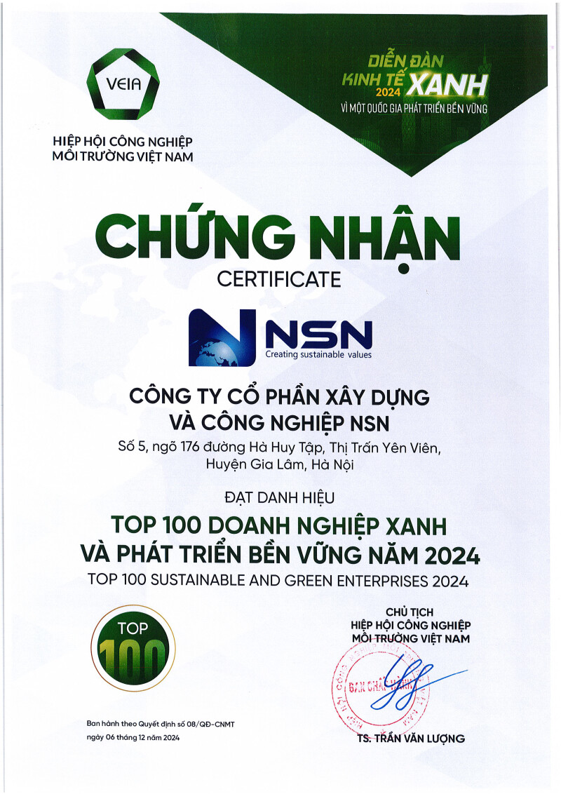 Top 100 Doanh nghiệp Xanh và Phát triển bền vững năm 2024
