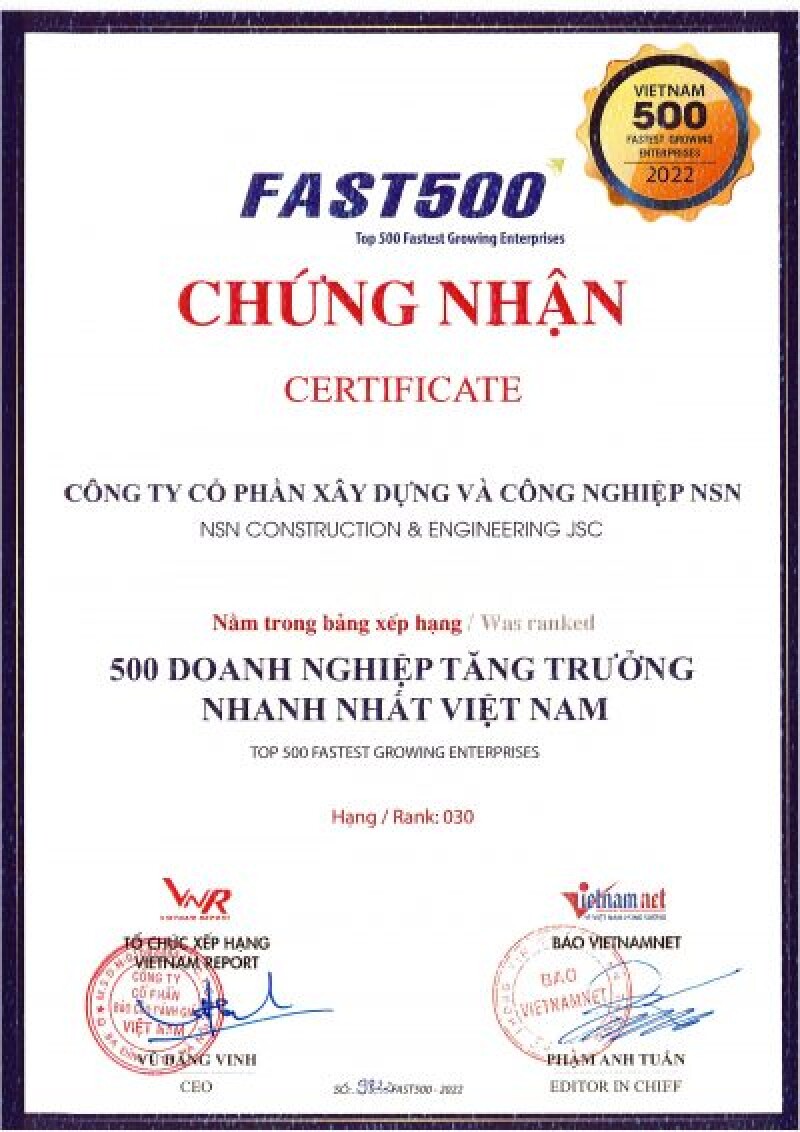 Top 500 Doanh nghiệp tăng trưởng nhanh nhất Việt Nam 2022